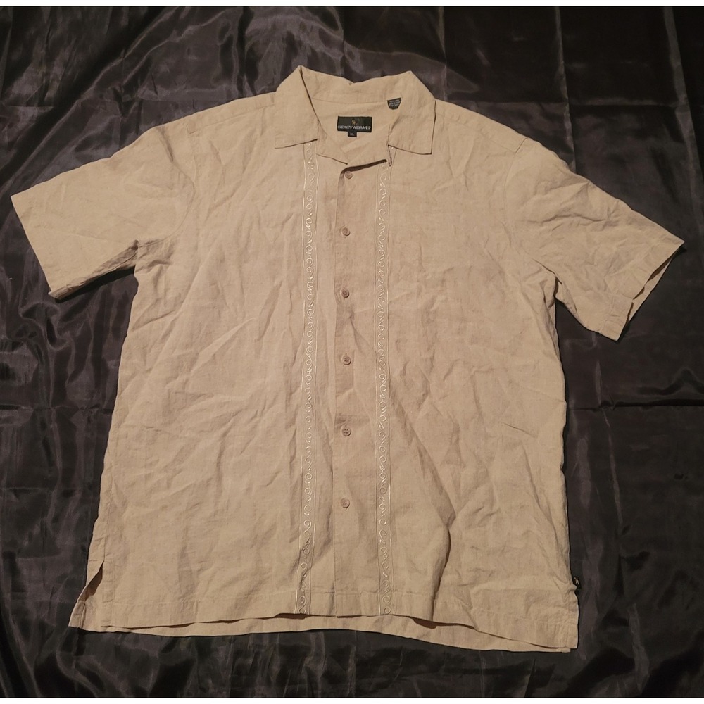 Stacey Adams Men's XL 100% Linen Button Up Summercore Travel Beach Luxury‎ EUC
